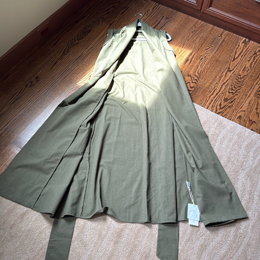 COMMENSE Cotton‎ & Linen Belted Sleeveless Open Front Long Dress - Picture 6 of 17